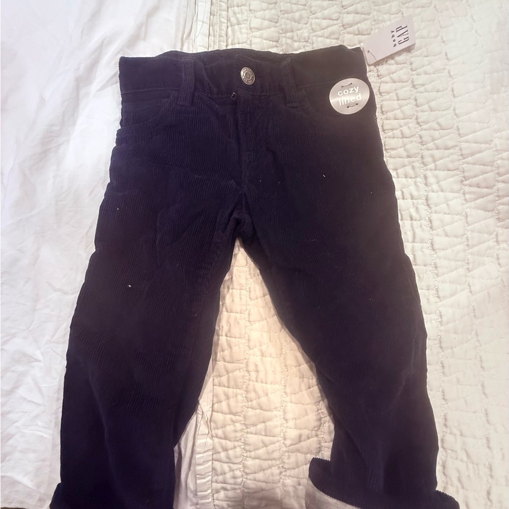 GAP Cozy-Lined Corduroy Pants - Brand New Navy Size 2T